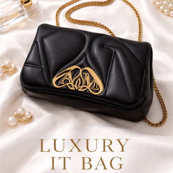 Alexander McQueen Handbags - NWT Alexander McQueen Black Mini Bag with Gold Chain